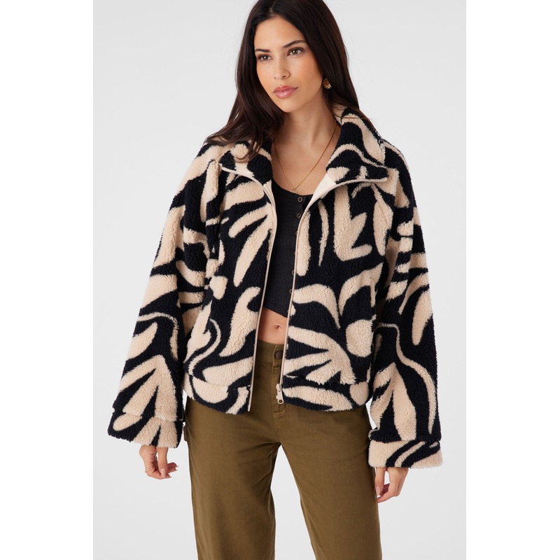 RORI BEACH HUT GEO HIGH PILE FLEECE CROPPED JACKET