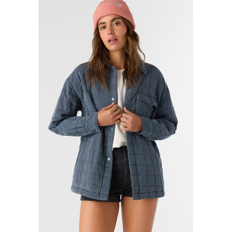 RYA QUILTED OVERSIZED FIT SNAP FRONT JACKET