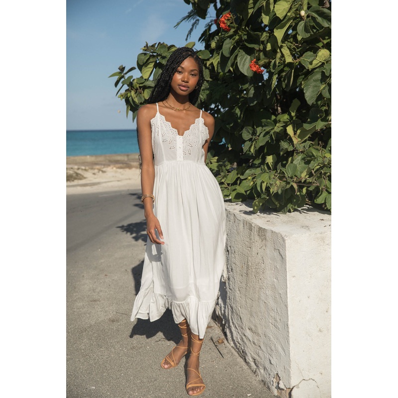 SHIBA EMBROIDERED MIDI DRESS