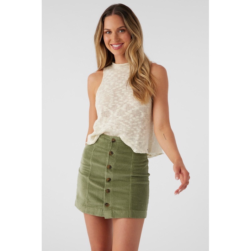 DELILAH CORDUROY BUTTON FRONT MINI SKIRT