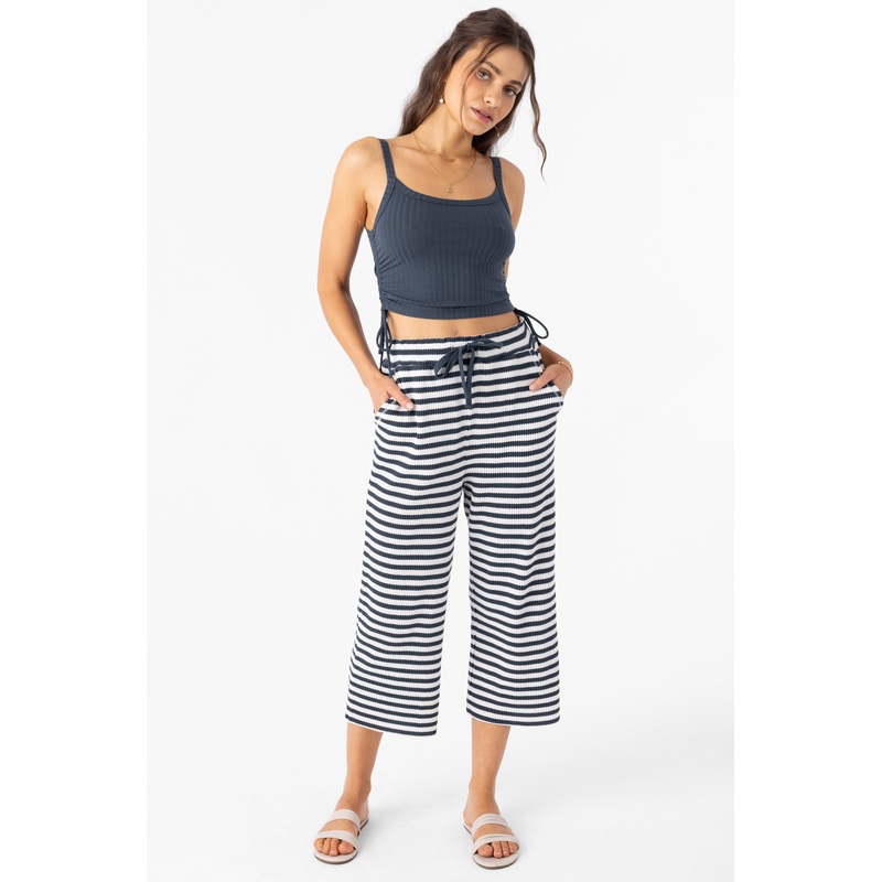 TOUR STRIPE WAFFLE KNIT CROPPED LOUNGE PANTS