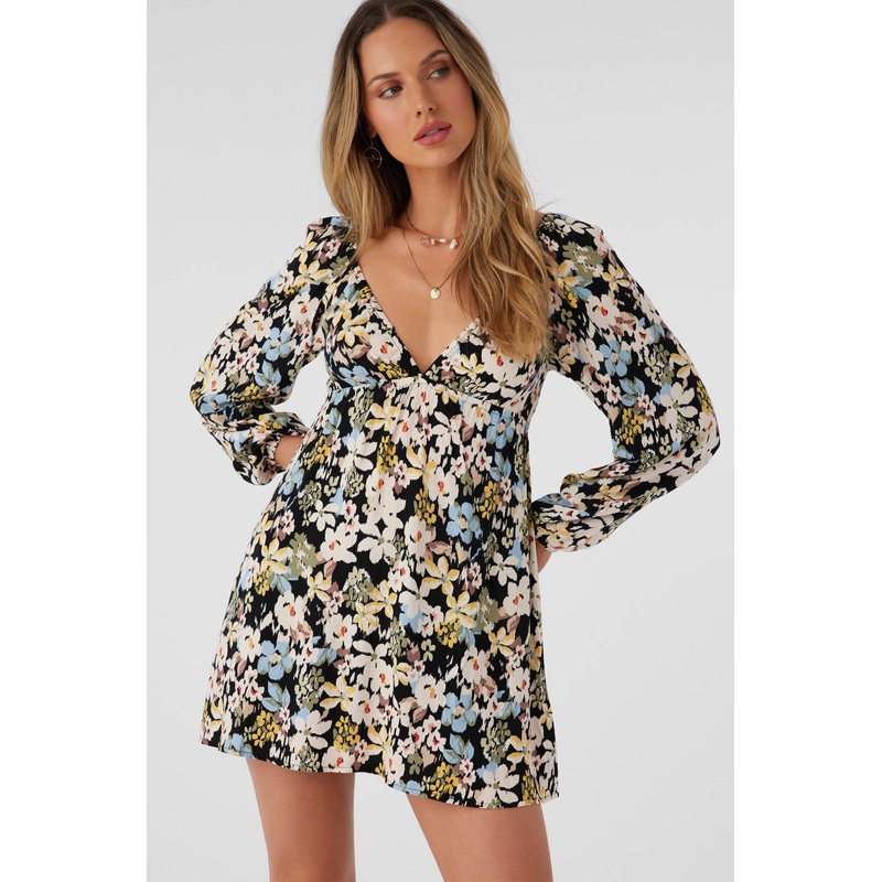 KIERAN CAMDEN TROPICAL LONG SLEEVE MINI DRESS