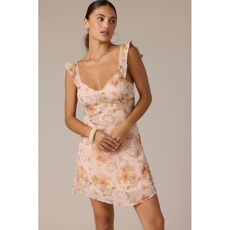 NELLIE CHIFFON RUFFLE SLEEVE DRESS