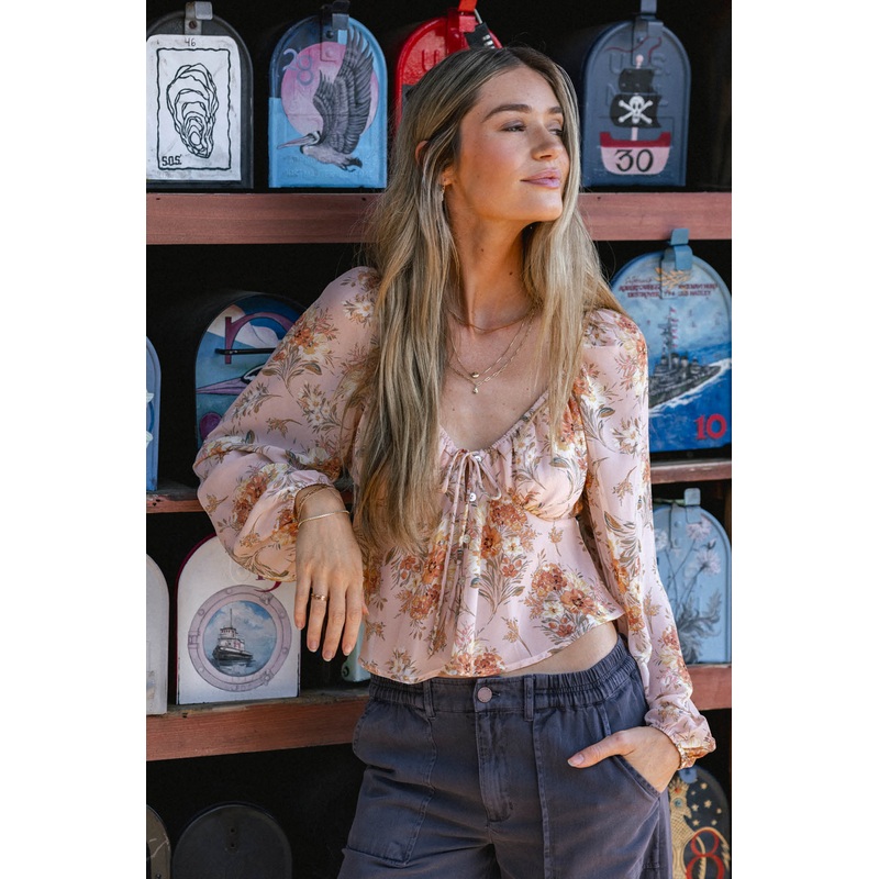 NOA NAYA FLORAL LONG SLEEVE TOP