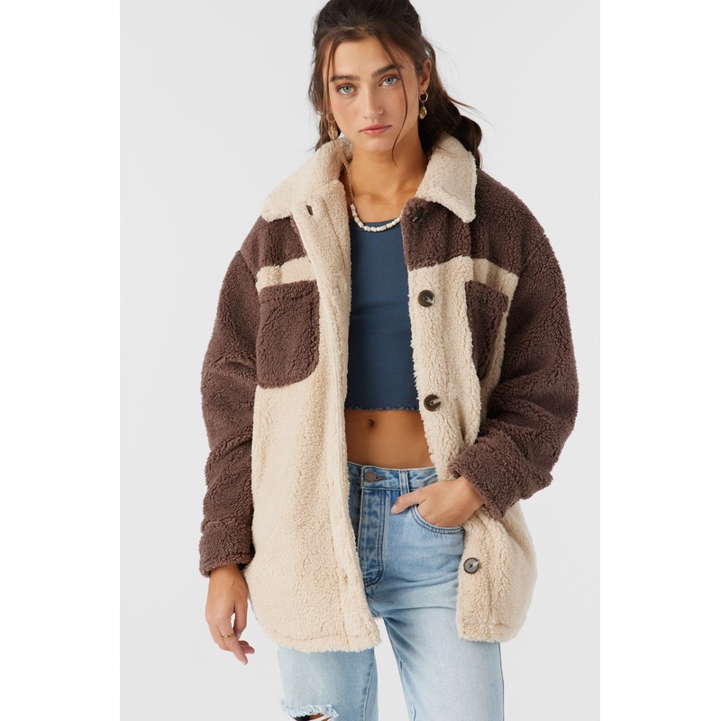 HEATH COLORBLOCK HIGH PILE OVERSIZED FLEECE JACKET