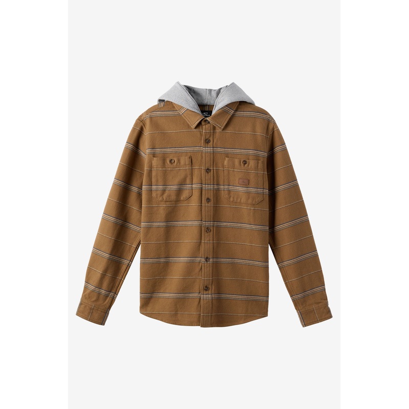 LANDMARKED STRIPE HOODED FLANNEL