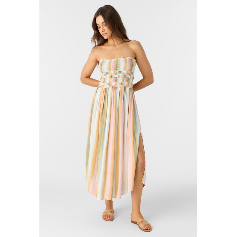 DEVYN LOW TIDE STRIPE MIDI DRESS
